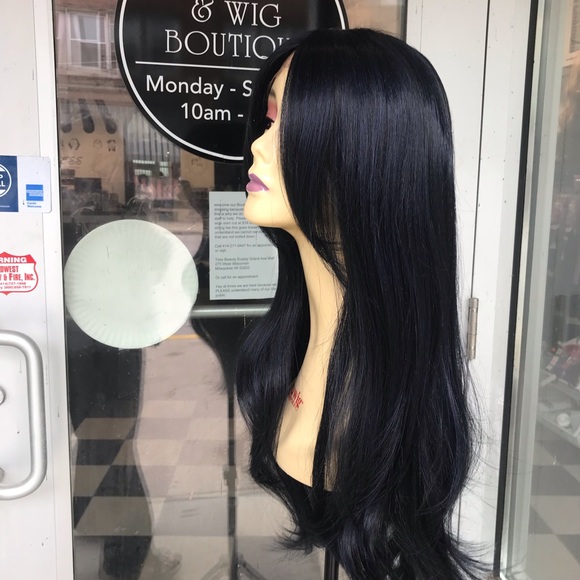 Wig Long Blue Swisslace Lacefront Blue Black 2019